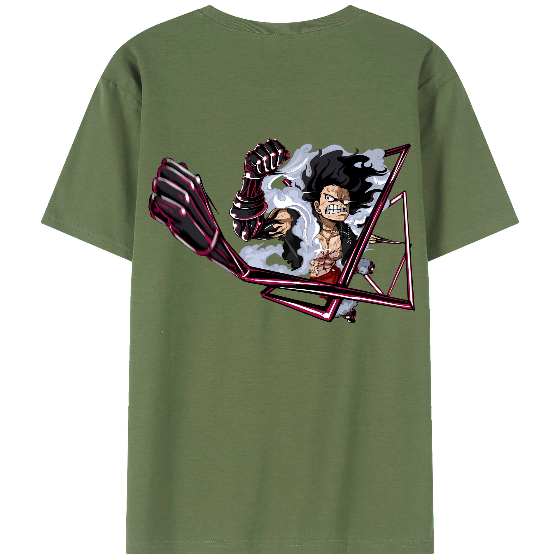ワンピース モンキー・D・ルフィ ONE PIECE Monkey D. Luffy 綿100％ メンズ半袖Tシャツ（バックプリント） 通気性